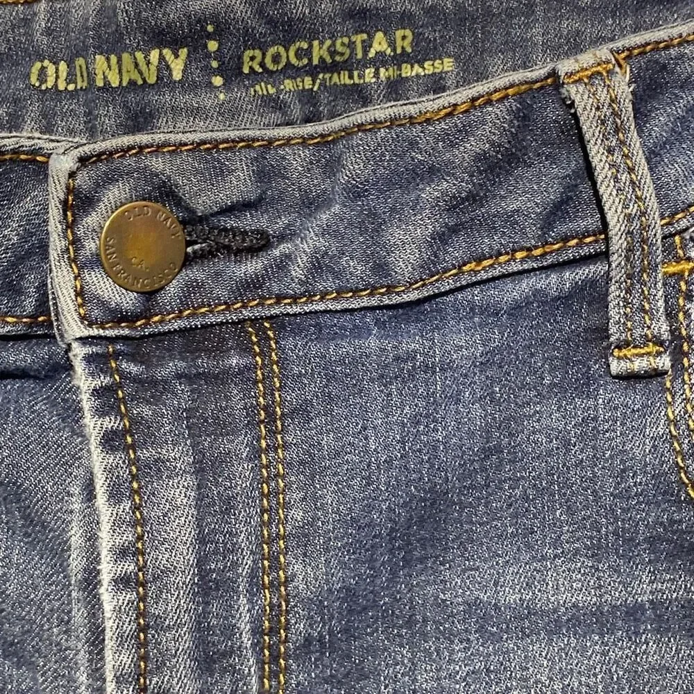 Old Navy Rockstar Women's Mid-Rise Tapered Denim Jeans Blue Size‎ 12